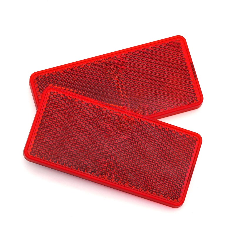 MFC PRO 2Pcs Plastic Rectangular Stick-on Reflector Sticker (Red, 3.70 x 1.73 in) - Image 1
